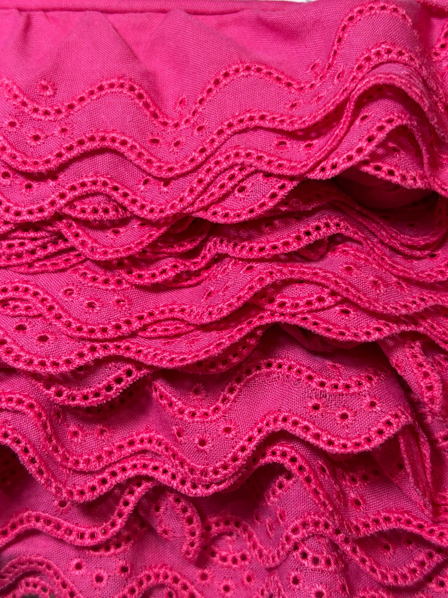34mm 3 Hole Broderie Anglaise Trim - Fuschia (Price Per 25cm)