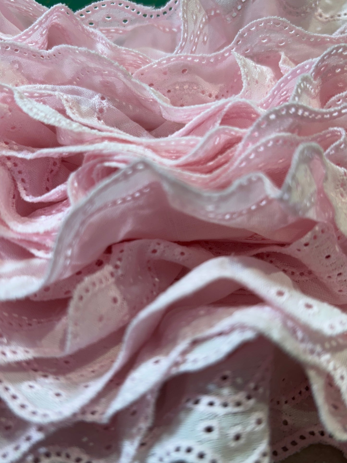 34mm 3 Hole Broderie Anglaise Trim - Light Pink (Price Per 25cm)