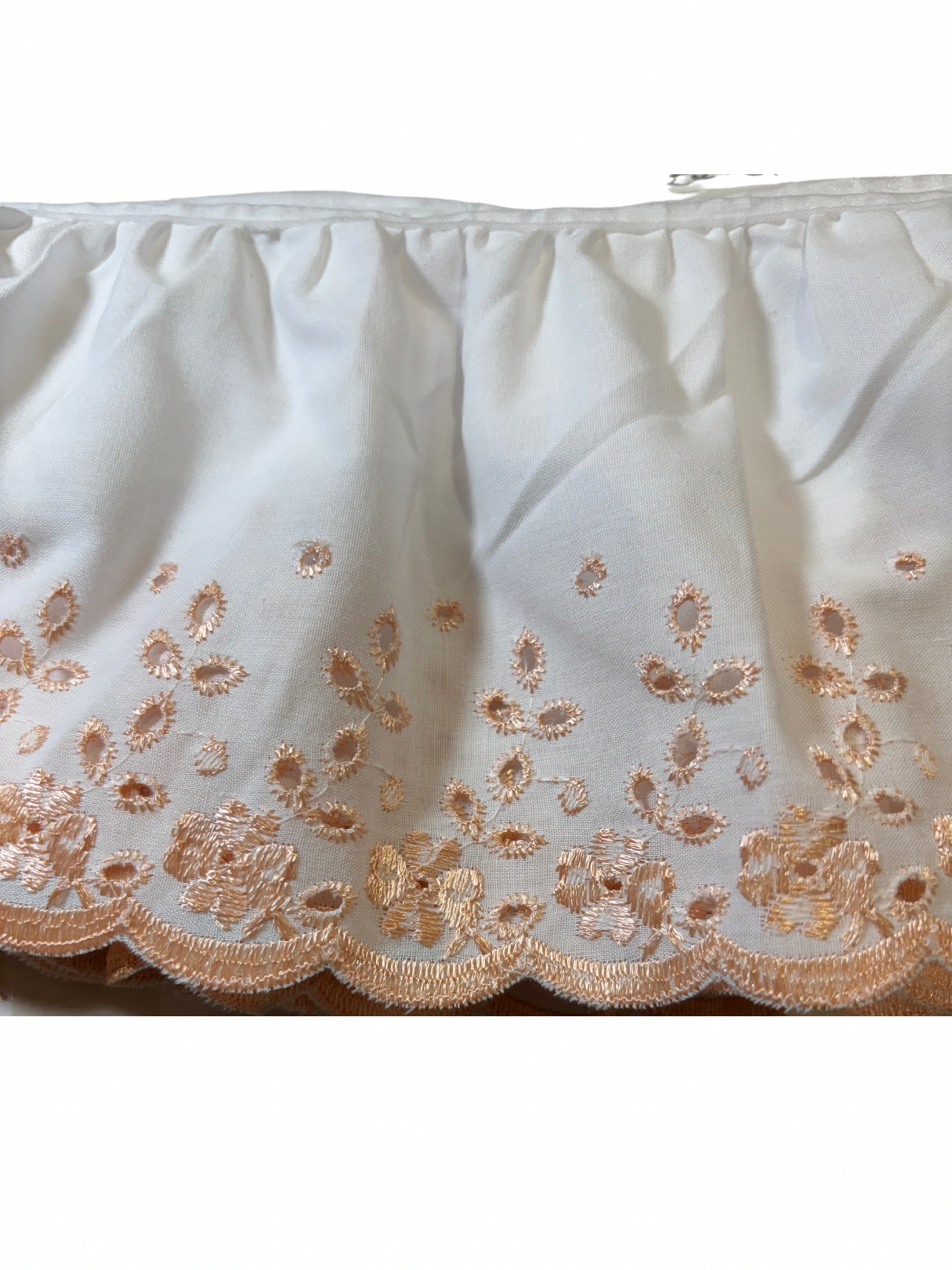 13cm Peach Frill Broderie Anglaise Trim (Price Per Metre)