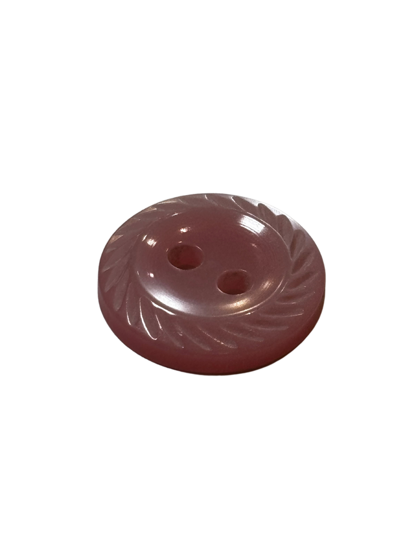 15mm 2 Hole Carved Edge Button - Pink