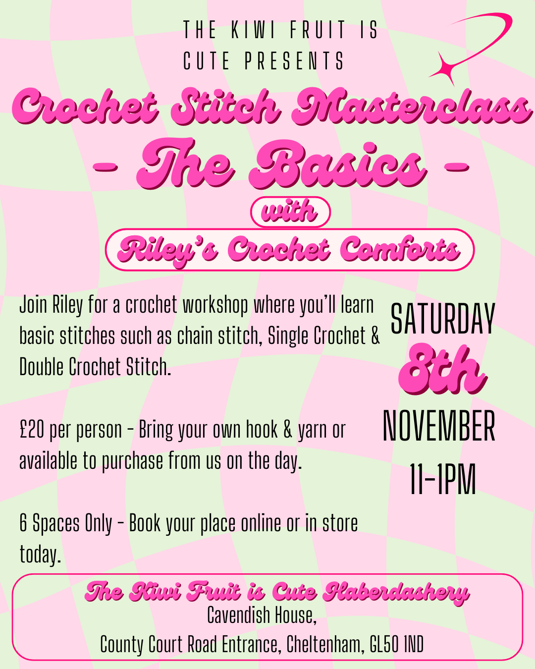 Riley's Basic Crochet Workshop - Saturday 8th November 11-1