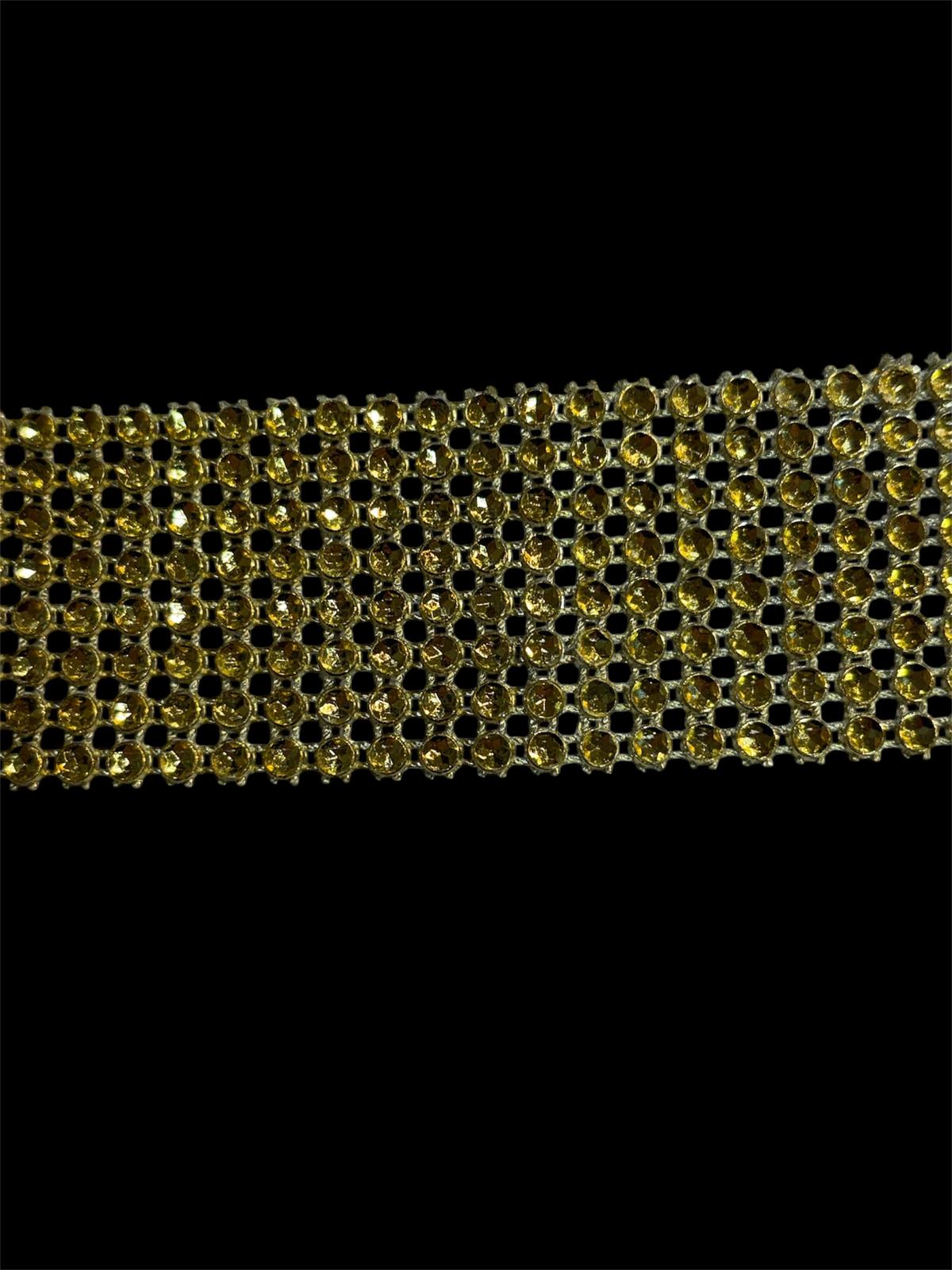 35mm / 8 Row Gold Diamante Look Trim (Price per 25cm)