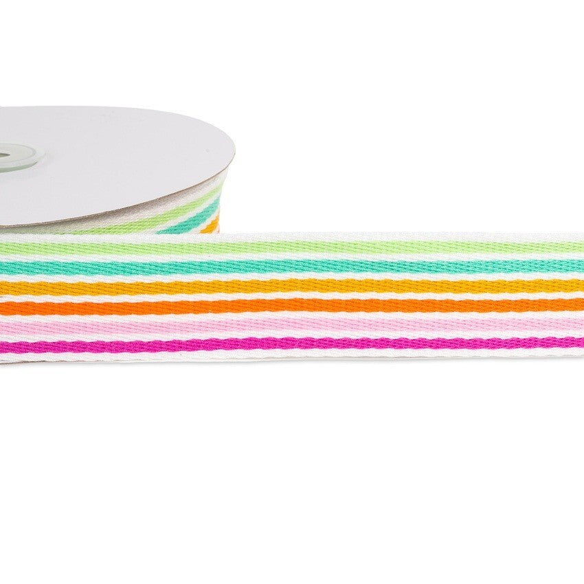 38mm Striped Webbing - Pastel Mix (Price per 25cm)
