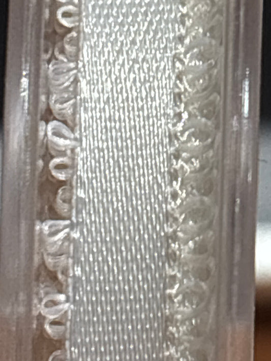 5mm Feather Edge Ribbon - White (Price per 25cm)