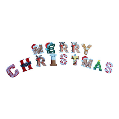 Merry Christmas Iron on Motif Pack 14pcs