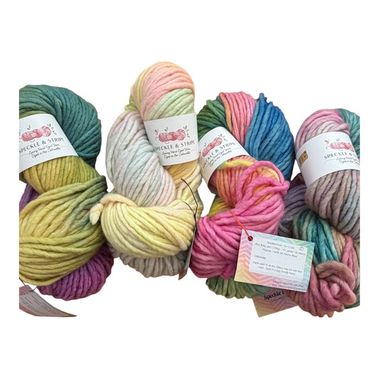Speckle and Stripe Luxury Hand Dyed Ultra Bulky Yarn 200g