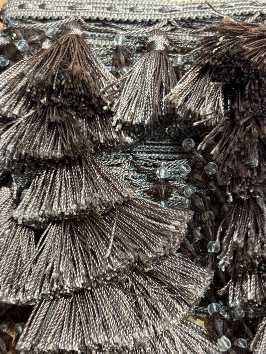 60mm Tassle Beaded Braid Trim - 2 Colours (Price per 25cm)