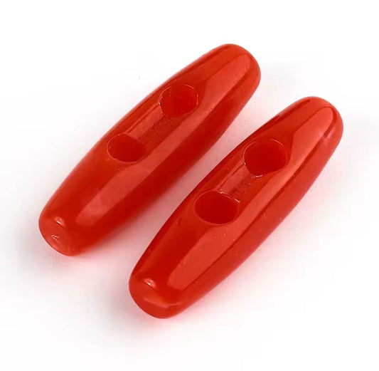 37mm Coral / Red 2 Hole Resin Toggle