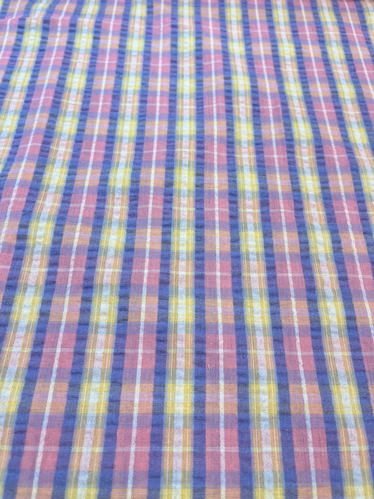 Luna Pink Seersucker Polycotton Fabric (Price Per 25cm)