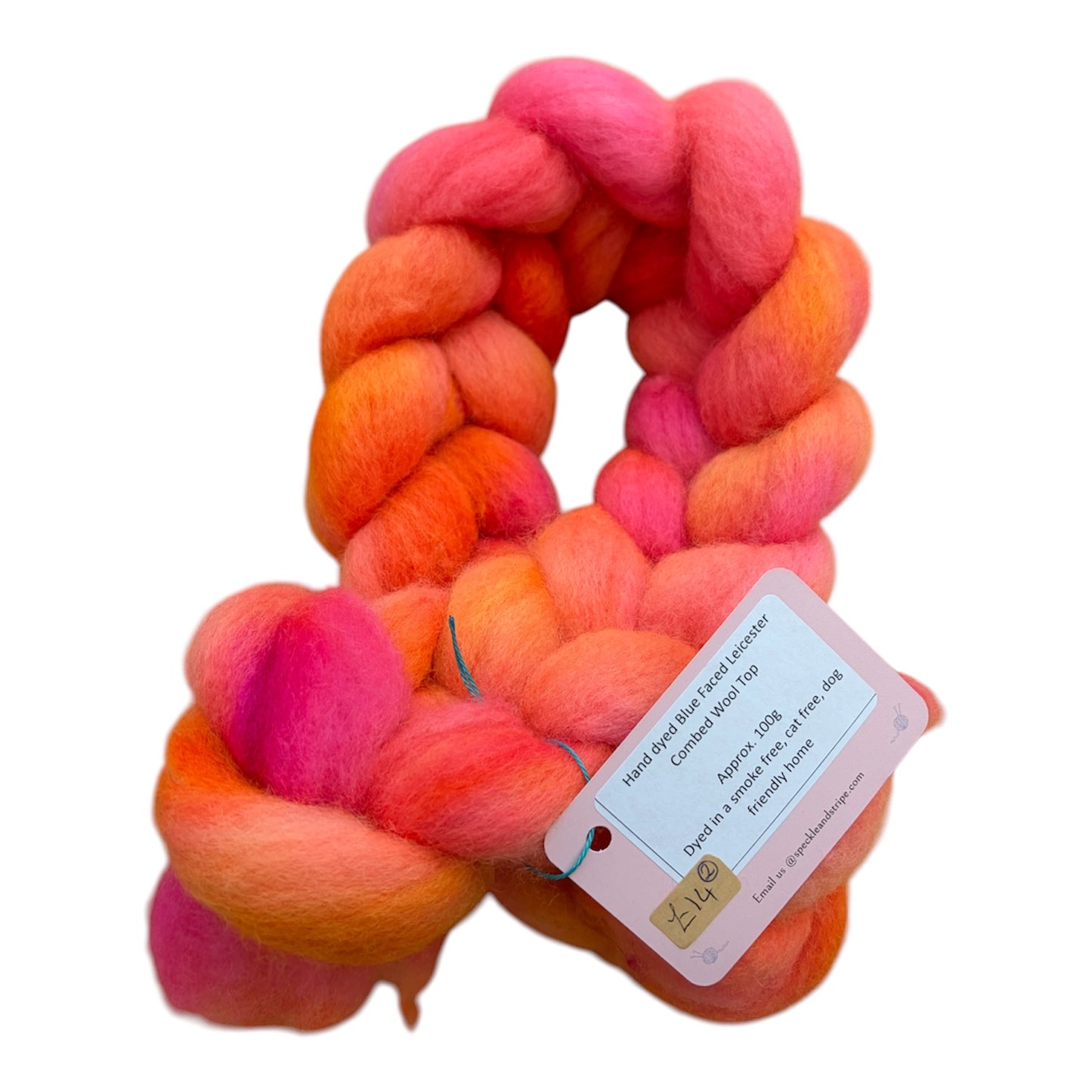 Speckle and Stripe Luxury Hand Dyed Combed Wool Top  approx 100g