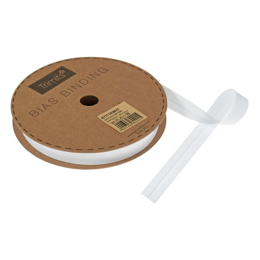 16mm Polycotton Bias Binding - White (Price per 25cm)