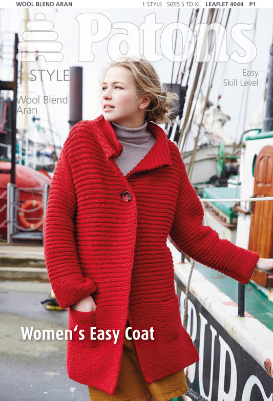 Patons Womes Easy Coat Knitting Pattern