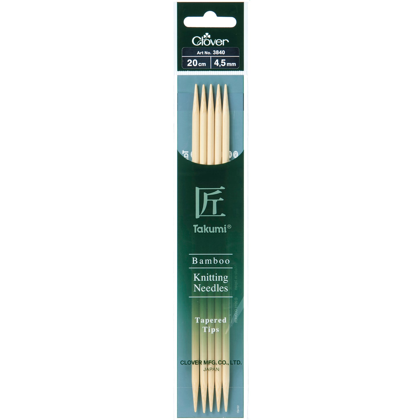 Clover Takumi Bamboo Double Pointed Knitting Needles 20cm (Various Sizes)