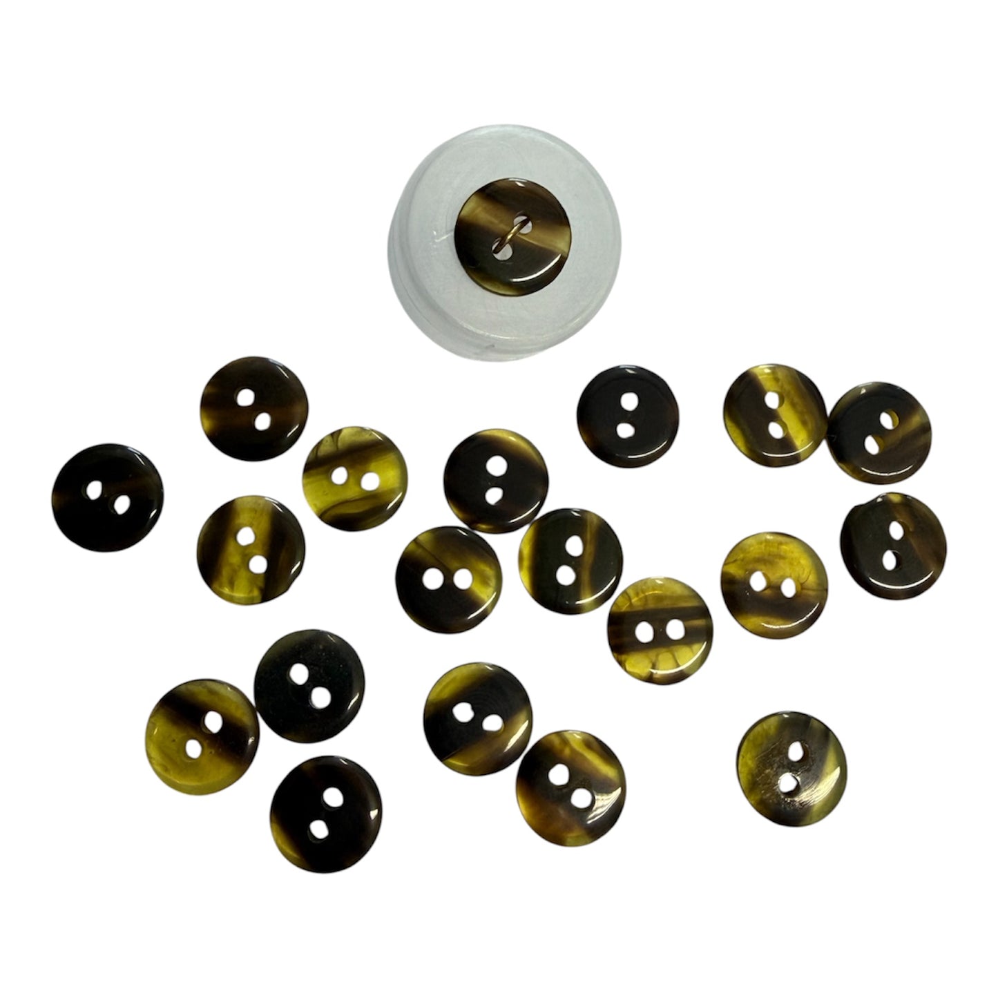 11mm Tortoise Shell Stripe Two Hole Button