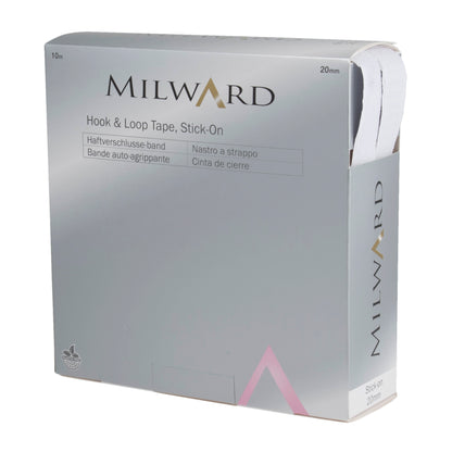 20mm Milward Stick on Hook and Loop Tape  - Black or White (Price per 25cm)
