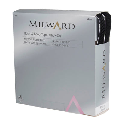 20mm Milward Stick on Hook and Loop Tape  - Black or White (Price per 25cm)