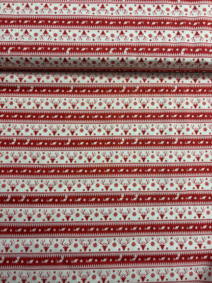 Scandi Christmas Stags 100% Cotton (Priced per 25cm)