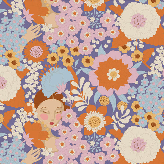 Tilda Wallflower 100% Cotton Fabric - Wallflower Thristle (Price Per Metre)
