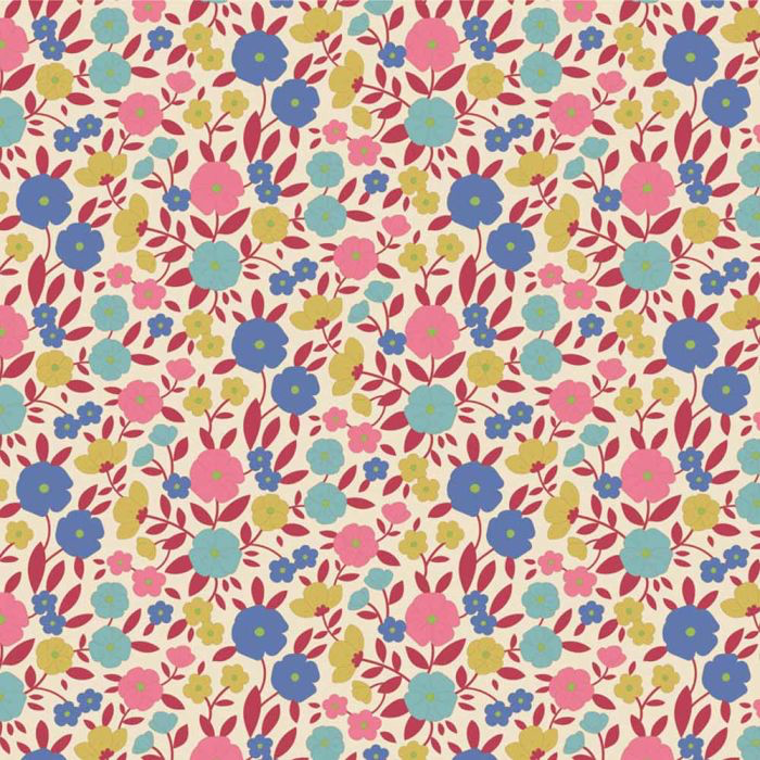 Tilda Wallflower 100% Cotton Fabric - Janice Red (Price Per Metre)