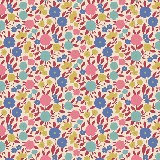 Tilda Wallflower 100% Cotton Fabric - Janice Red (Price Per Metre)