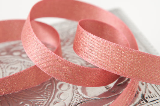 25mm Berisfords Glitter Satin Ribbon - Rose Gold (Price per 25cm)