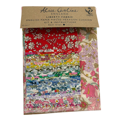 Alice Caroline Liberty English Paper Pieced Hexagon Cushion Kit (various backing fabrics)
