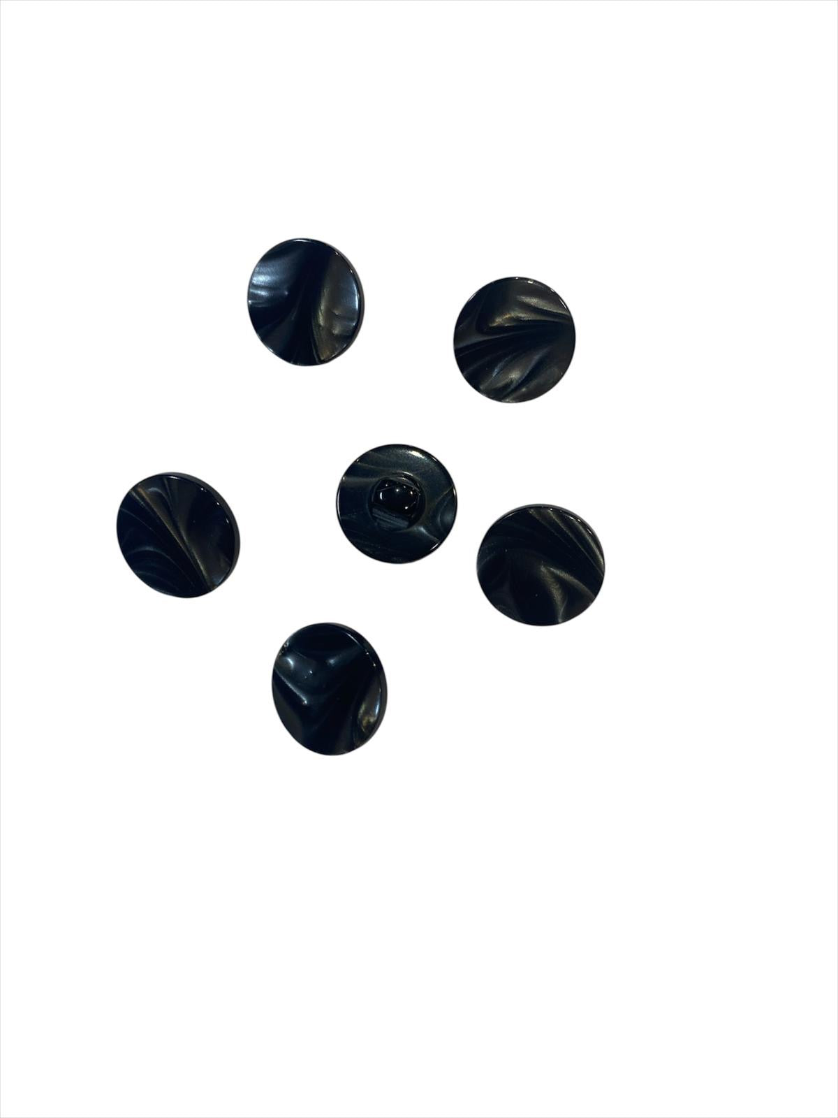 15mm Black /Silver Marbled Shank Button