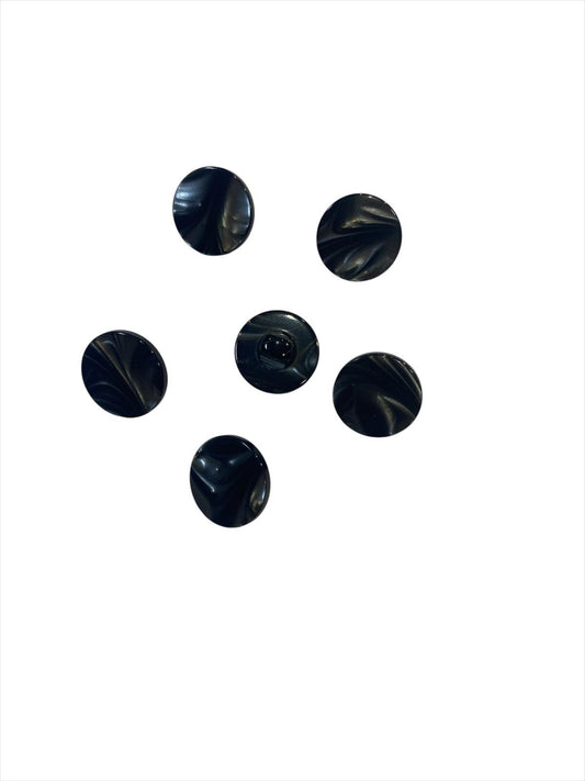 15mm Black /Silver Marbled Shank Button