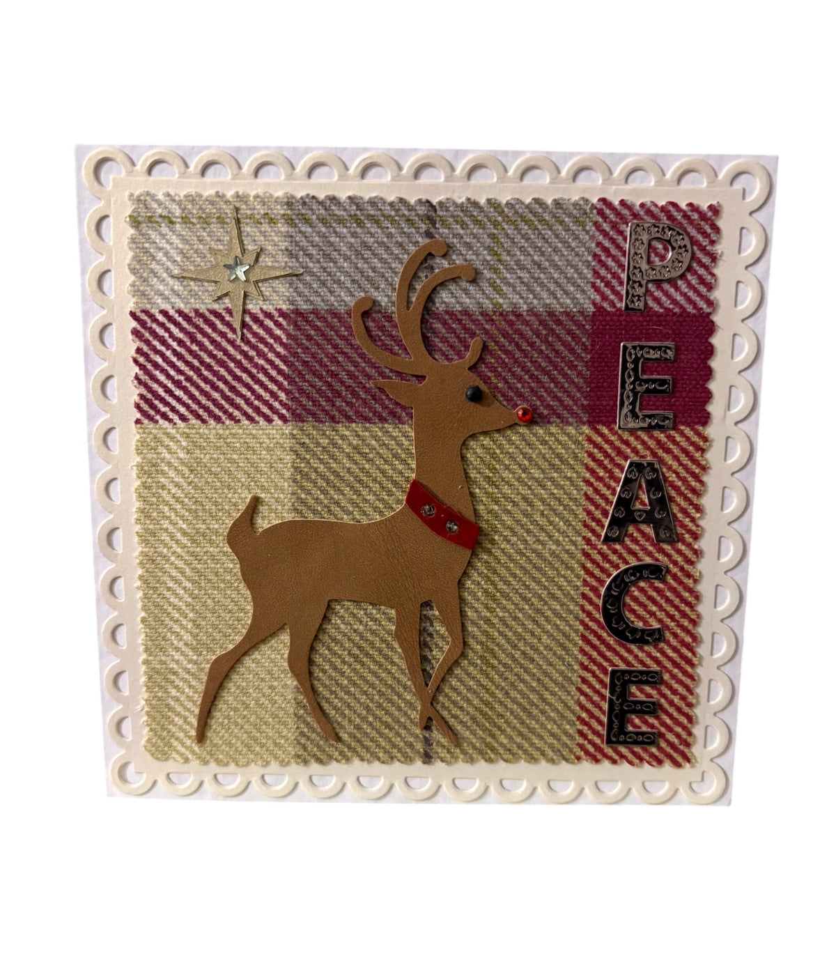 Rosie’s Crafts Tweedy Peace Handmade Christmas Card