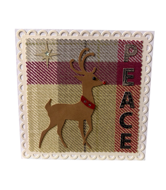 Rosie’s Crafts Tweedy Peace Handmade Christmas Card
