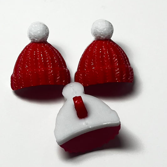 17mm Red Bobble Hat Button (B156)