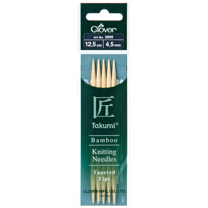 Clover Takumi Bamboo Double Pointed Knitting Needles 12.5cm (Various Sizes)