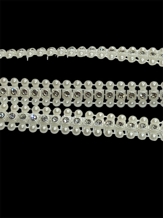 14mm Crystal Plastic Trim - Ivory (Price per 25cm)