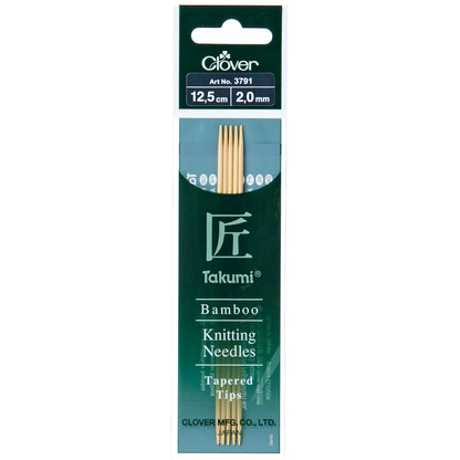 Clover Takumi Bamboo Double Pointed Knitting Needles 12.5cm (Various Sizes)