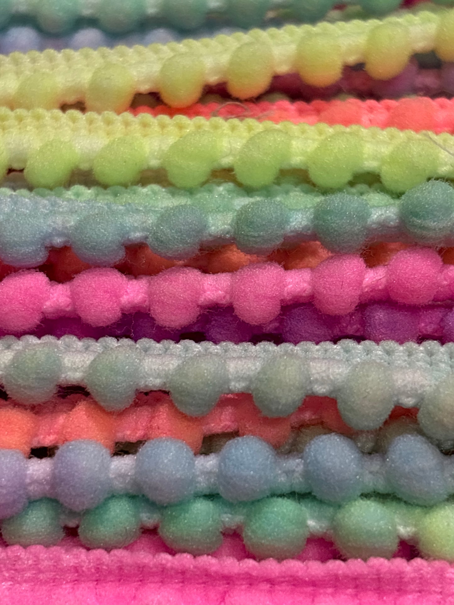 12mm Mini Neon Rainbow Pom-Pom Trim (Price per 25cm)