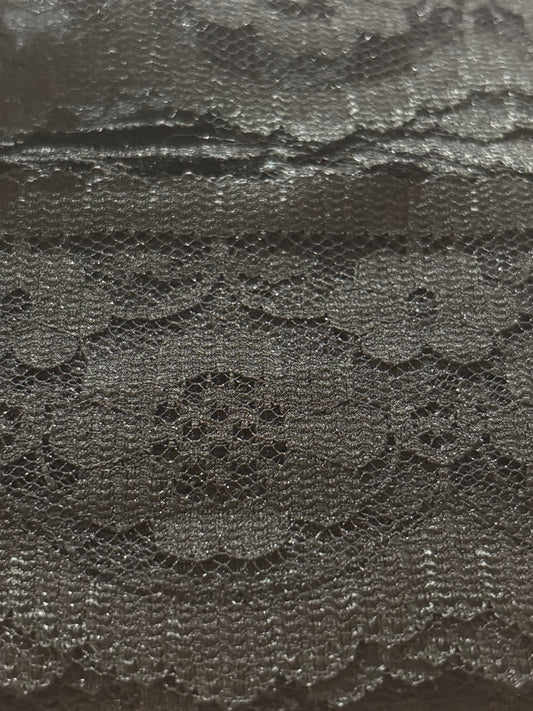 70mm Black Flower Scallop Edge Nylon Lace (Price per 25cm)