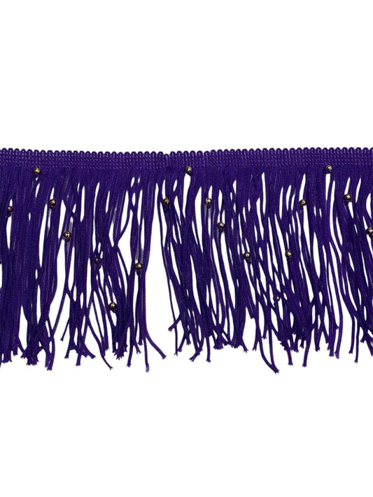 10cm Beaded Fringe - Purple / Gold (Price per 25cm)