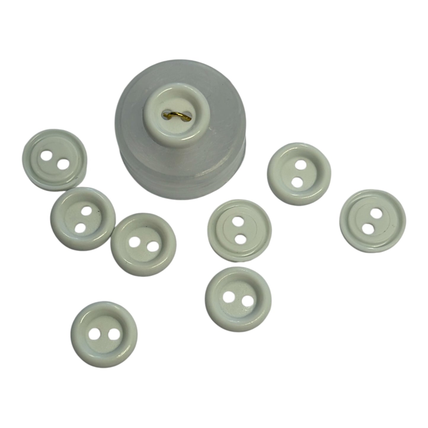 11mm Rimmed White Two Hole Button