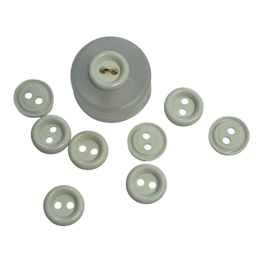 11mm Rimmed White Two Hole Button