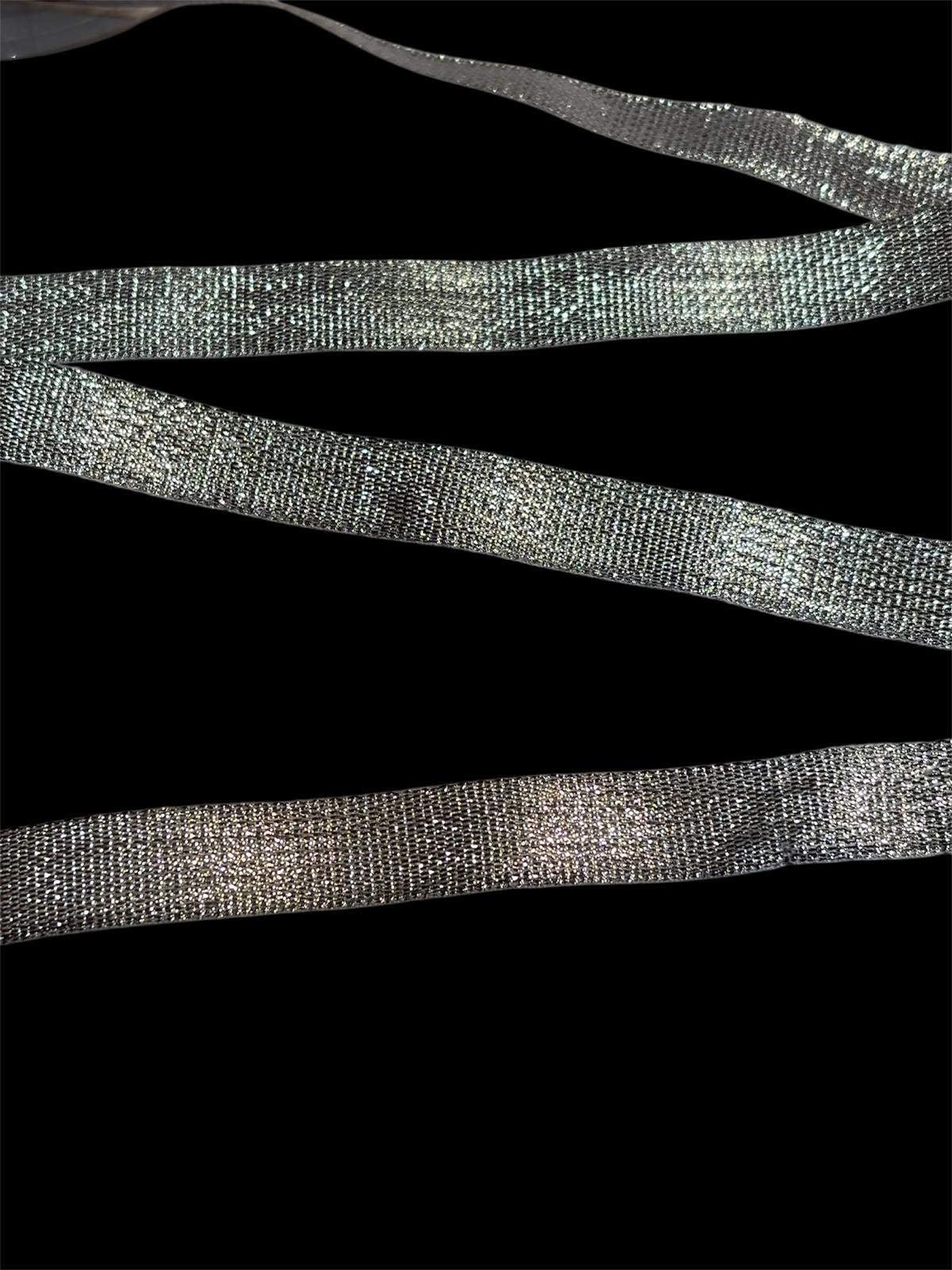 15mm Berisfords Lurex Ribbon - Silver (price per 25cm)