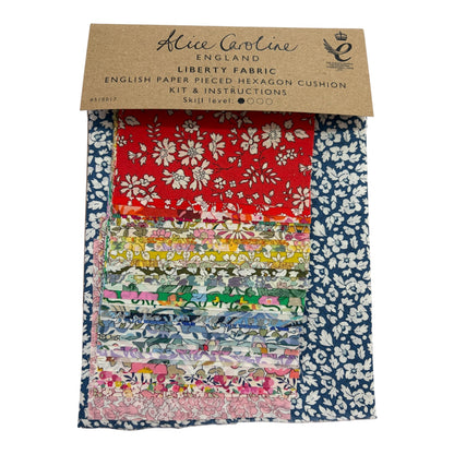 Alice Caroline Liberty English Paper Pieced Hexagon Cushion Kit (various backing fabrics)