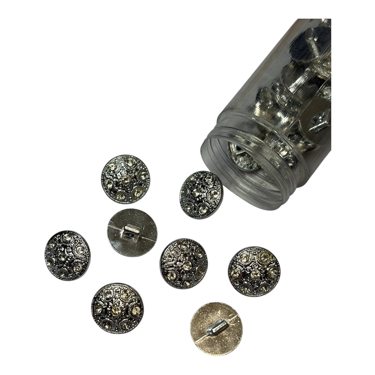 15mm Silver Crystal Encrusted Shankback Button