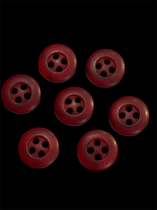 12mm Variegated 4 Hole Rimmed Button - Red