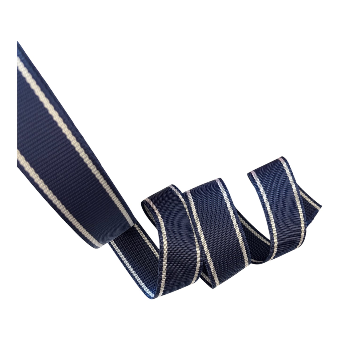 38mm Navy & White Stripe Polypropylene Webbing (Priced per 25cm)