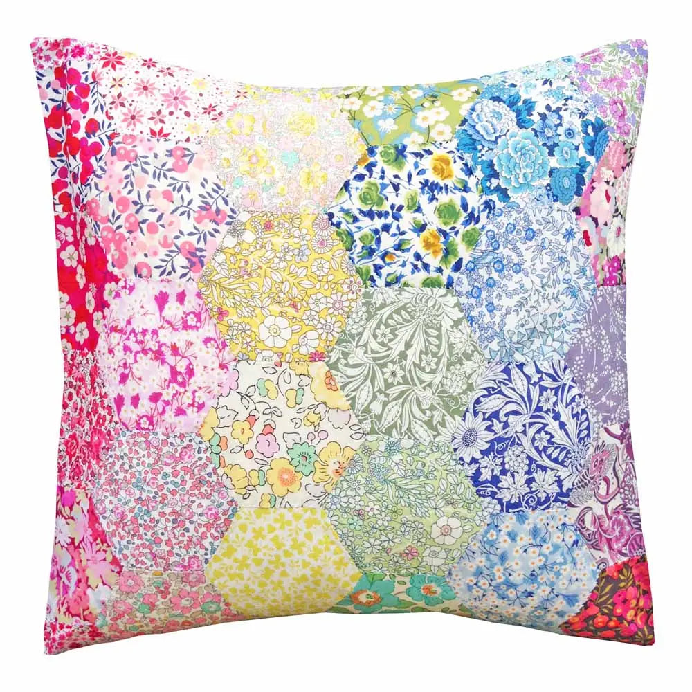 Alice Caroline Liberty English Paper Pieced Hexagon Cushion Kit (various backing fabrics)