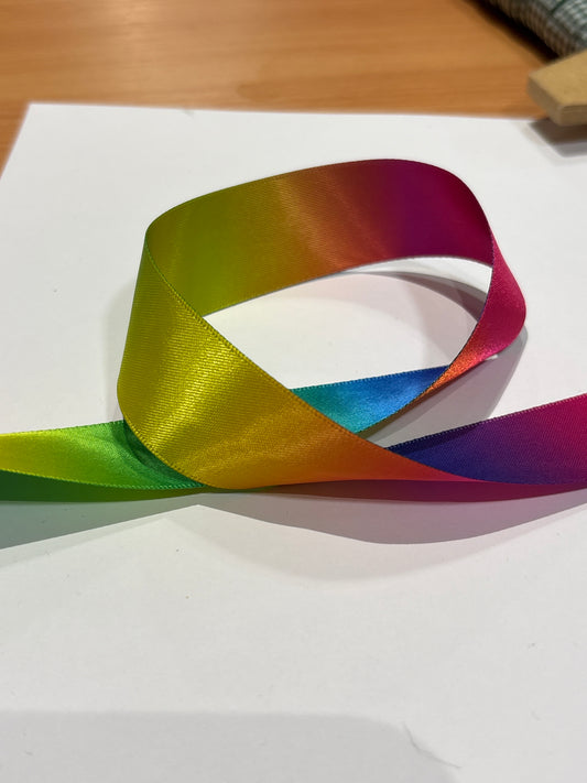 25mm Double Faced Rainbow Satin Ribbon (Price per 25cm)