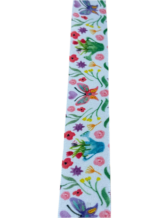 25mm Spring Butterflies Rustic Taffeta Ribbon (Price per 25cm)