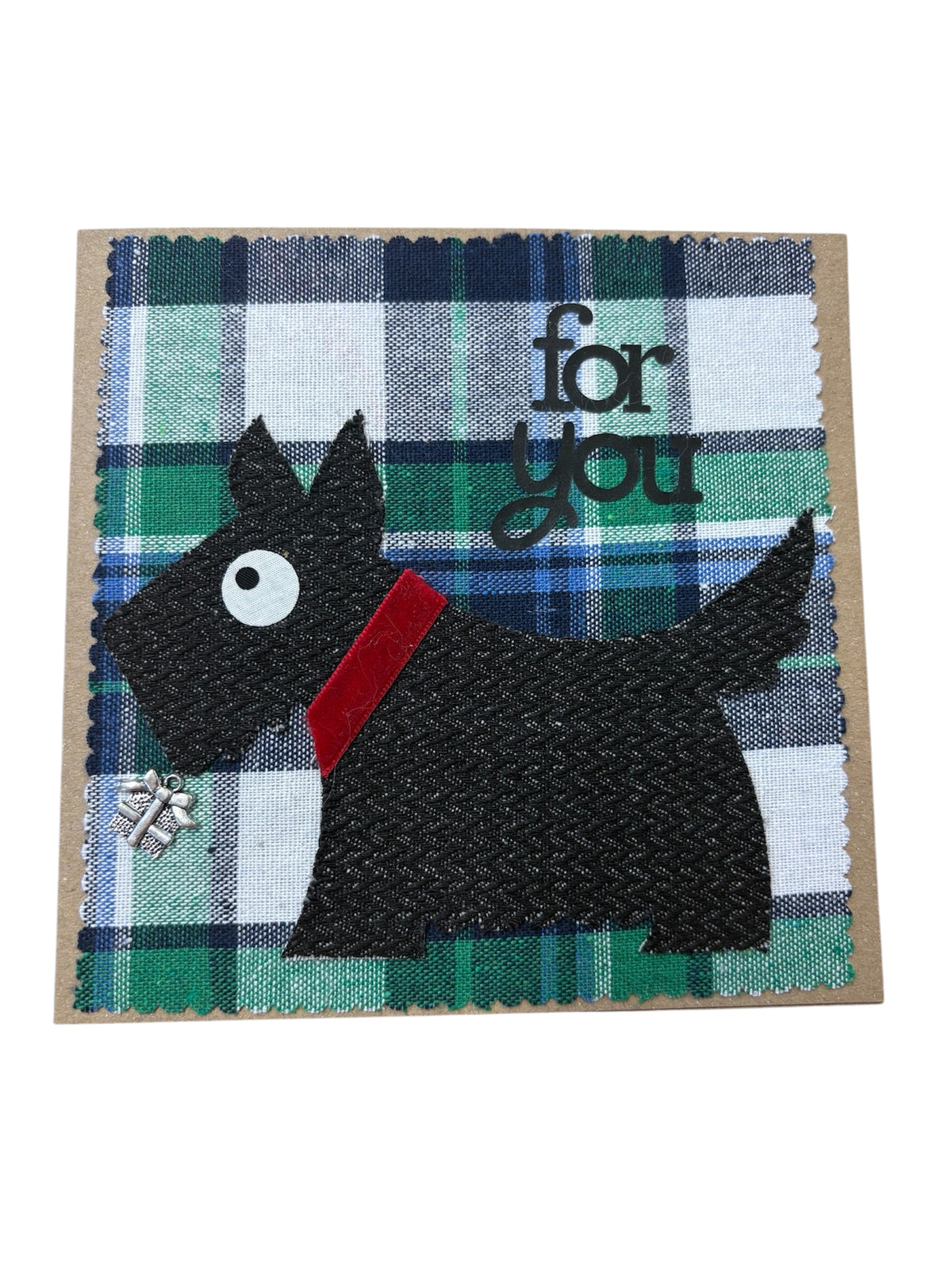 Rosie’s Crafts Tartan Scottie Dog For You Handmade Greetings Card
