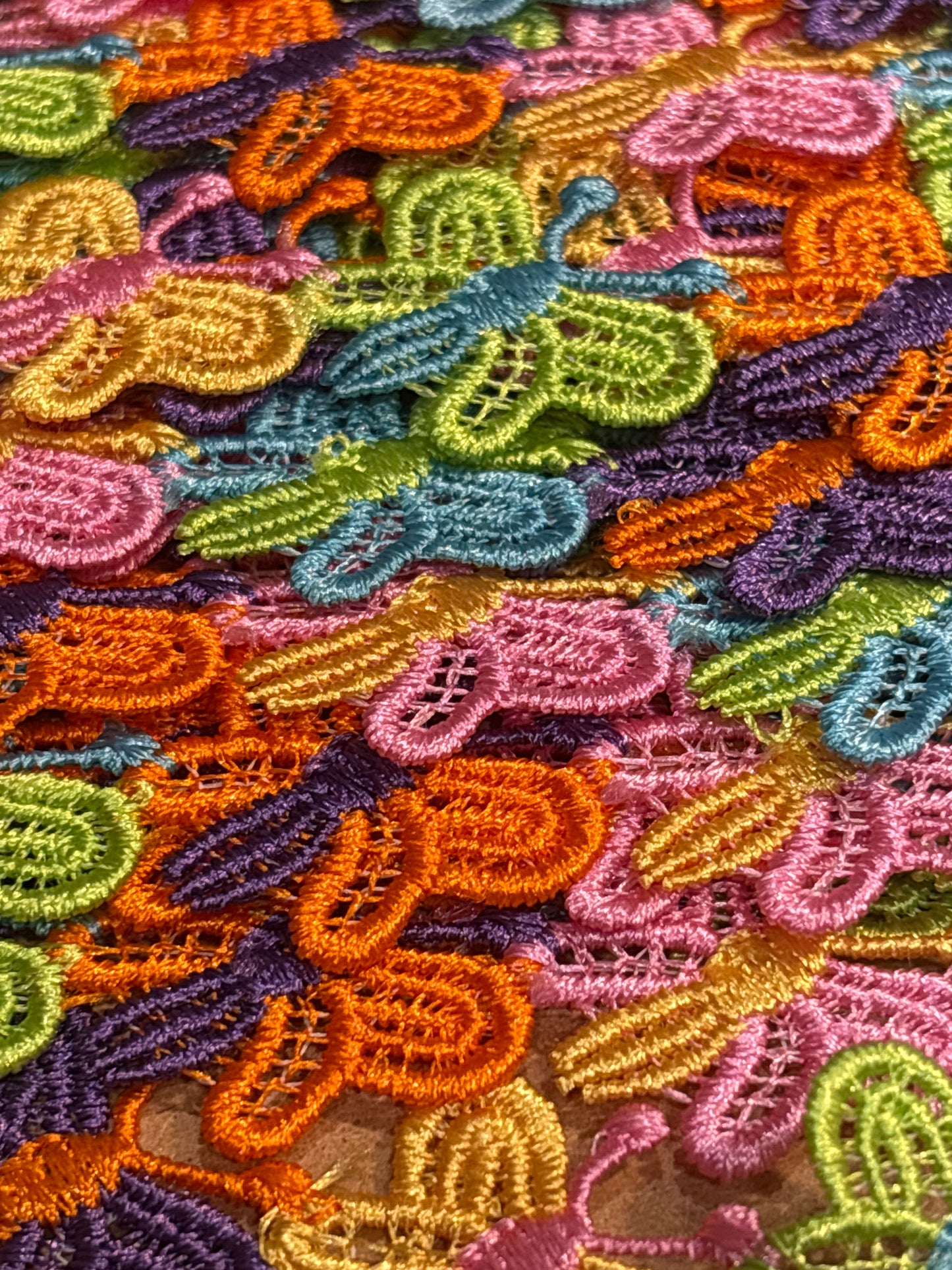 25mm Butterfly Embroidered Lace Trim - Multi (Price per 25cm)