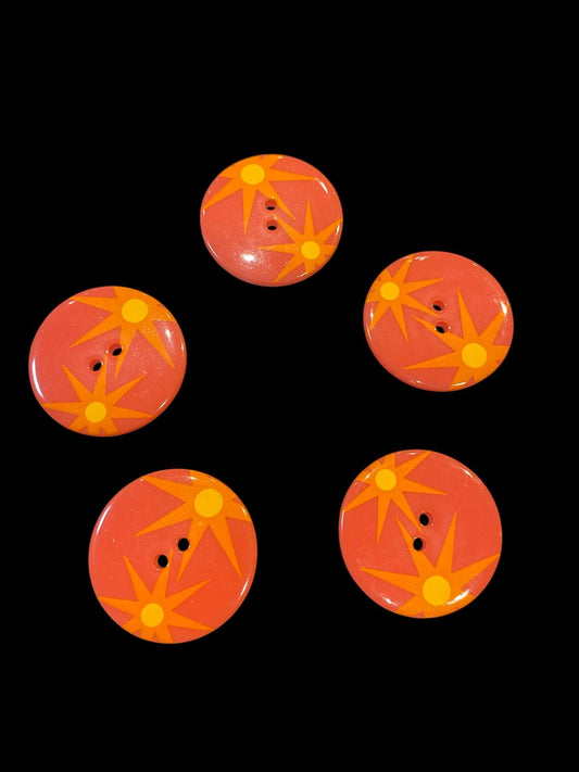 34mm Coral Starburst 2 Hole Button